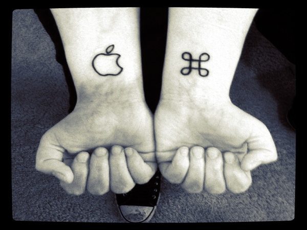 Apple Company Logo Wrist Tattoo