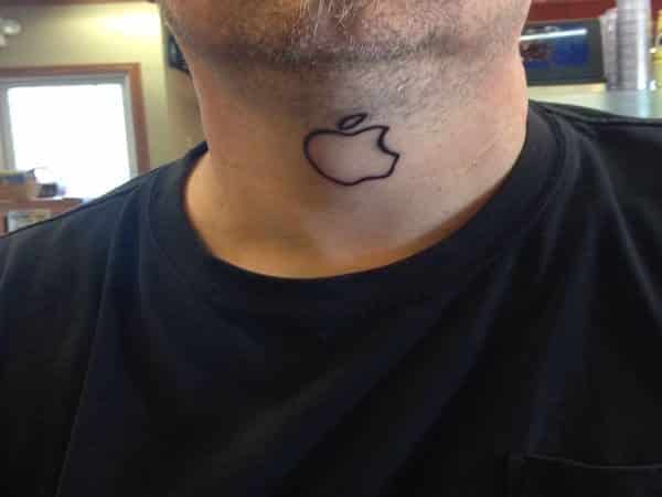 Apple Logo Throat Tattoo