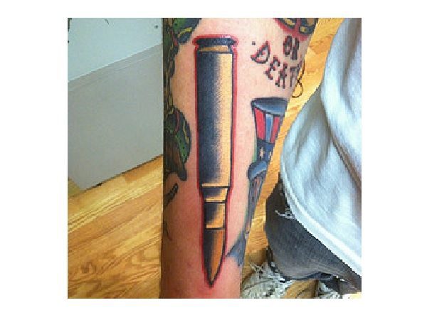 Big Bullet with Red Outline Tattoo