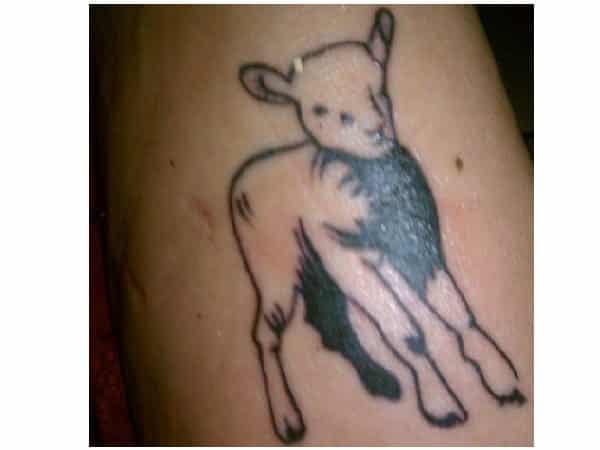 Baby Lamb Outline Tattoo