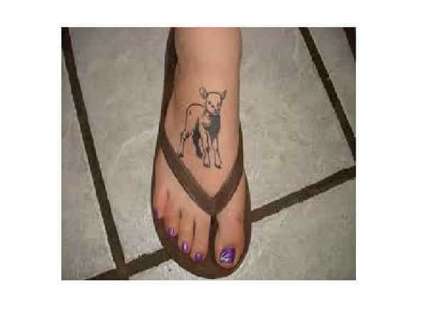 Lamb on Top of Foot Tattoo