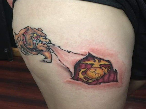 Bulldog Ripping Skin Marine Corp Tattoo