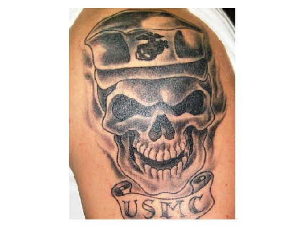 USMC Scary Skull Tattoo
