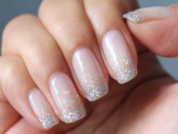 Mother of Pearl Nails with Glitter Tips