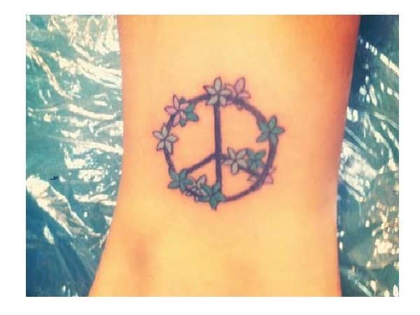 Peace Sign with Flowers Tattoo