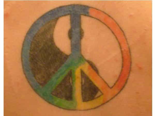 Colorful Peace Sign and Yin and Yang Tattoo
