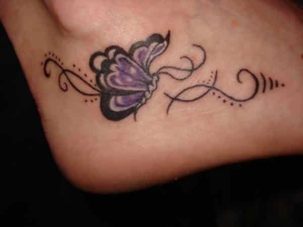 Purple Butterfly Heel Tattoo