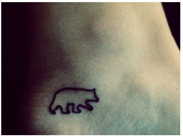 Bear Outline Heel Tattoo