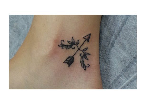 Ankle Arrow Tattoo with Vine