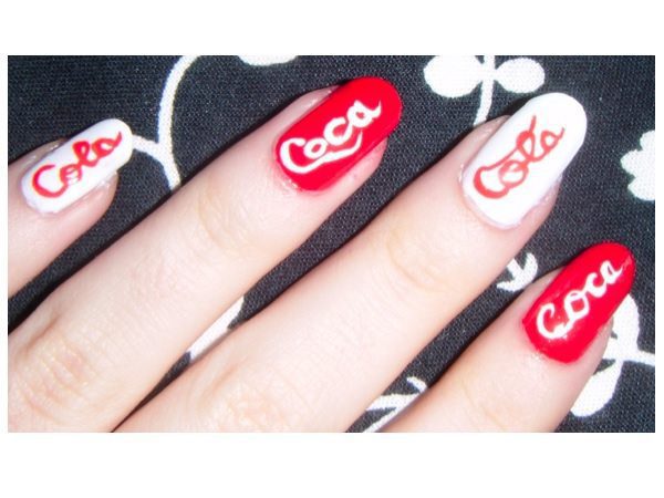 Red and White Coca Cola Nails