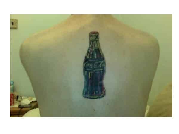 Coca Cola Brown Bottle Back Tattoo