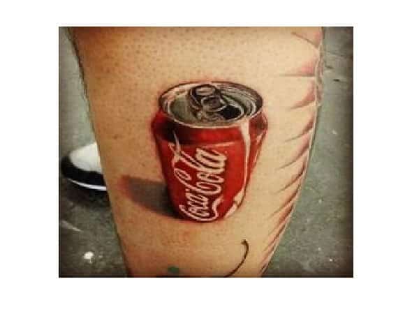 Coca Cola Colored Can Leg Tattoo