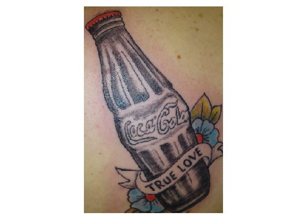 Coca Cola Bottle with True Love Banner and Flowers