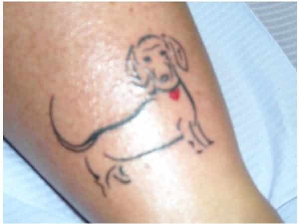 Dachshund Doggy with Heart Collar Tattoo