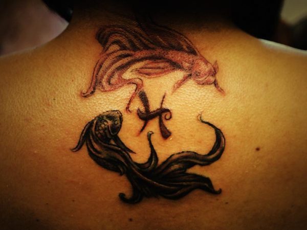 Beta Fish with Symbol Neck Tattoo