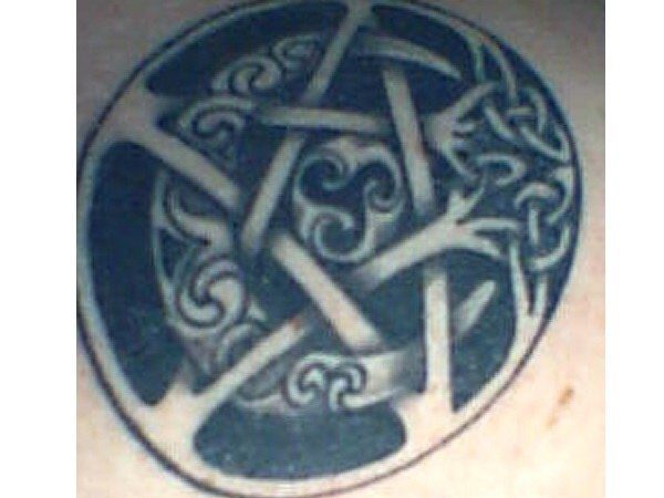 Celtic Pentagram Tattoo with Center Swirls