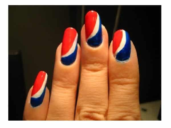 Red, White, and Blue Pepsi Swoosh Nails