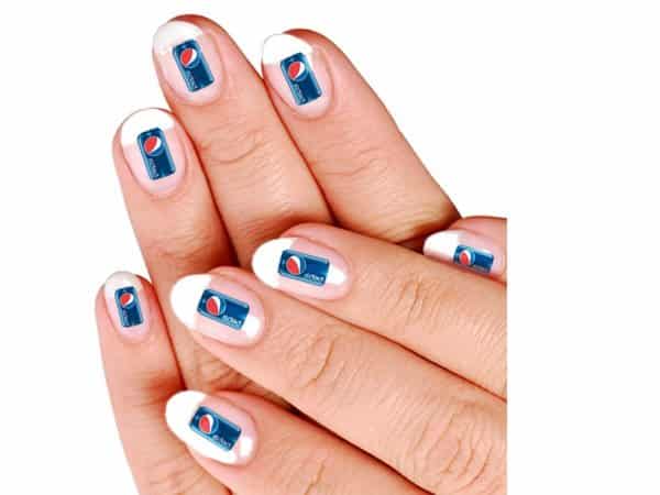 French Manicure Nails with Pepsi Cans