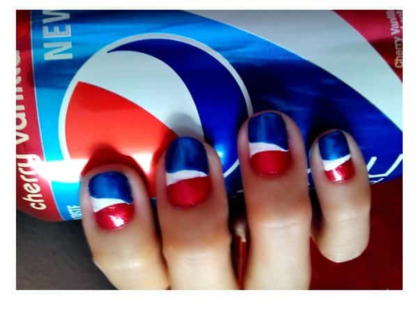 Red, White and Blue Metallic Pepsi Nails