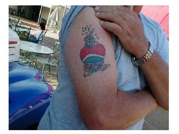 Pepsi Logo Heart Shaped Tattoo