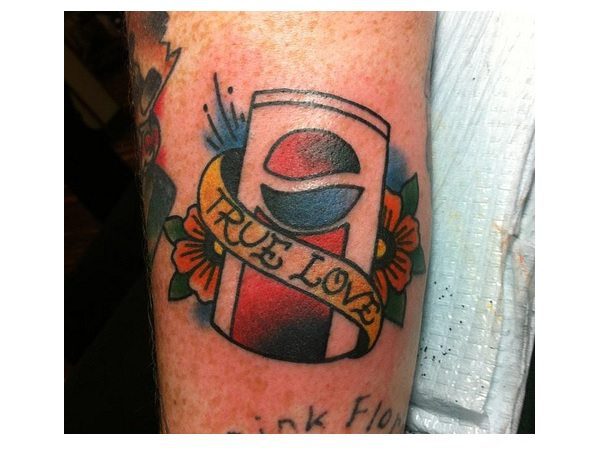 Vintage Pepsi Can with True Love Banner Tattoo