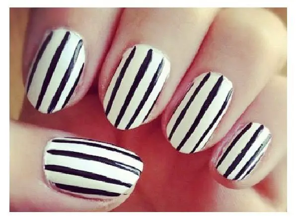 Black and White Striped Nails