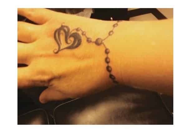Beaded Bracelet with Heart Bracelet Tattoo