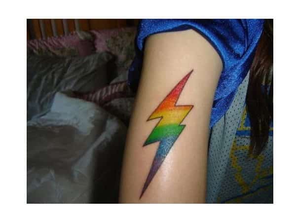 Rainbow Lightning Bolt Arm Tattoo