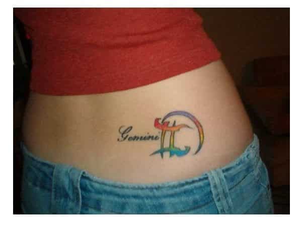 Rainbow Gemini Symbol Tattoo