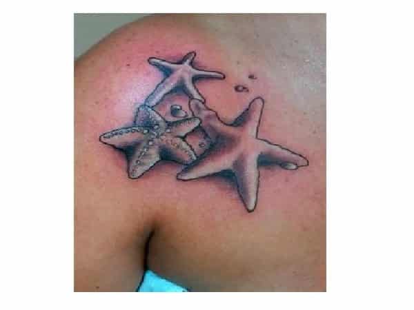 Three Starfish Shoulder Tattoo
