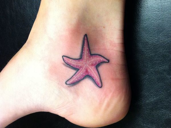 Starfish Colored Heel Tattoo