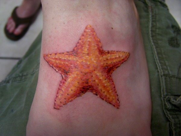 Orange Starfish Tattoo