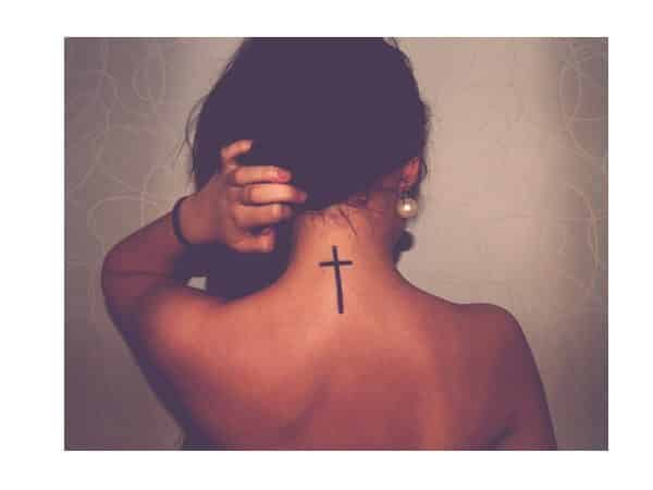 Simple Cross Neck Tattoo