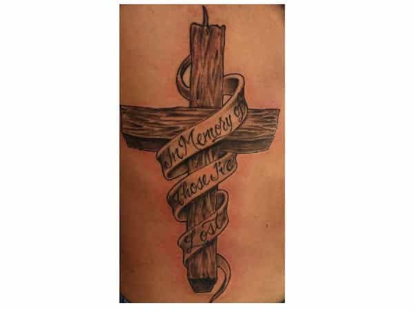 Wooden Cross Memorial Tattoo