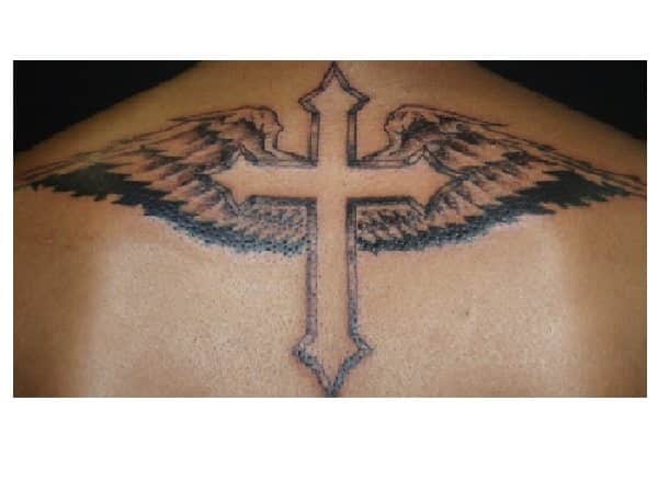 Cross Back Tattoo with Wings