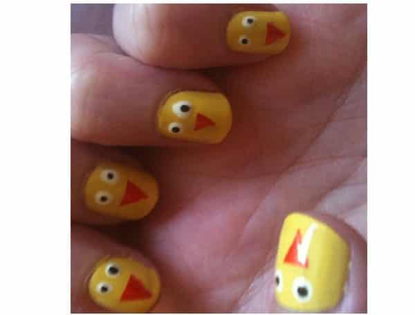 Yellow Baby Chick Nails with Orange Triangle Beaks