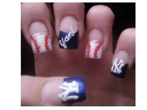 Plain Nails with Baseballs and New York Yankees Word and Logo