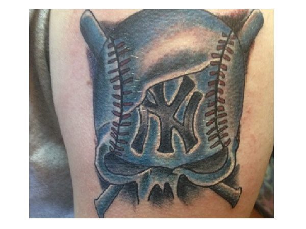 New York Yankees Baseball Skull Tattoo