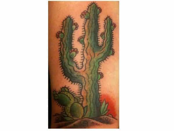 Saguaro Cactus with Red Fruits Tattoo