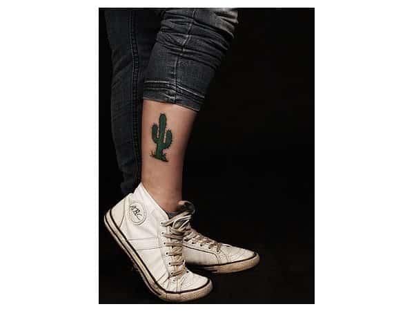 Saguaro Cactus Leg Tattoo