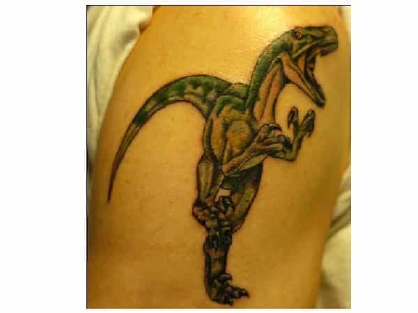 Colored Velociraptor Tattoo