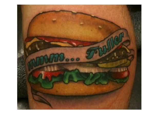 Hamburger with Banner Tattoo