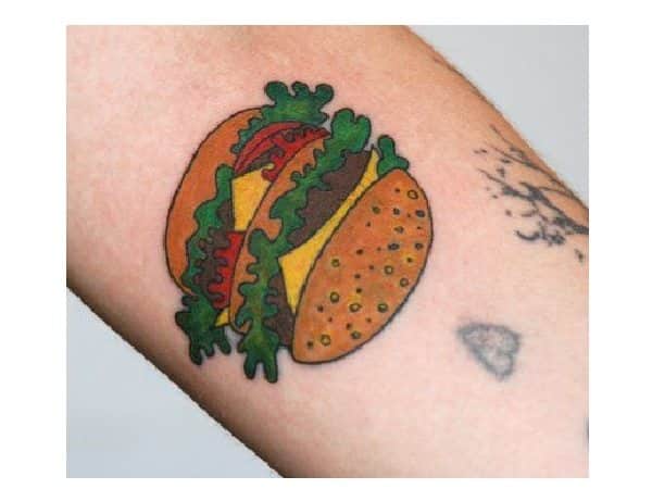 Double Hamburger Wrist Tattoo