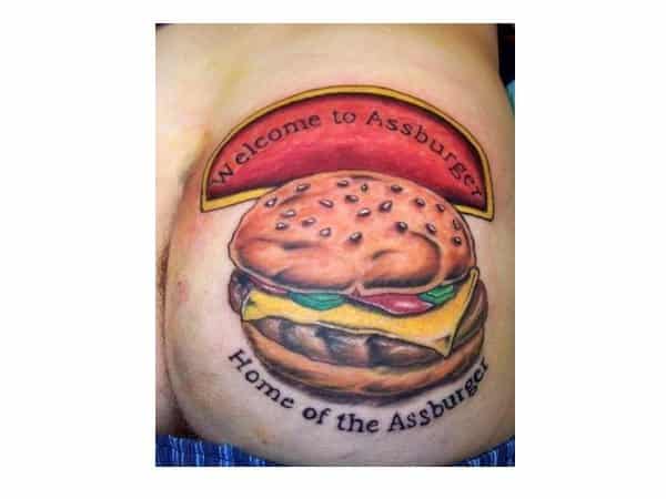 Funny Hamburger Tattoo with Sign