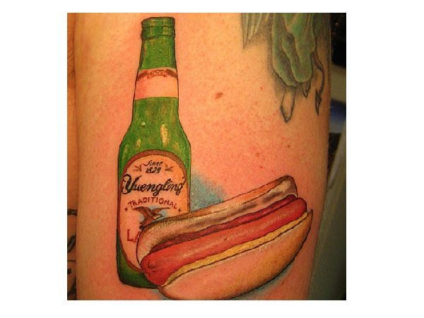 Hot Dog and Beer Tattoo