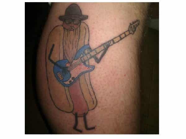 Hot Dog Dressed Up with Blue Guitar