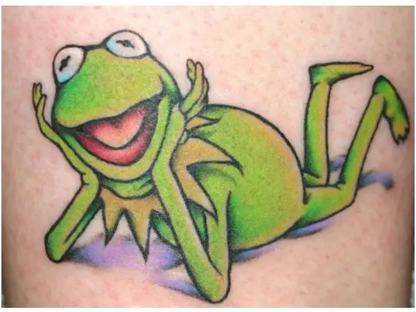 Kermit Laying Down and Laughing Tattoo