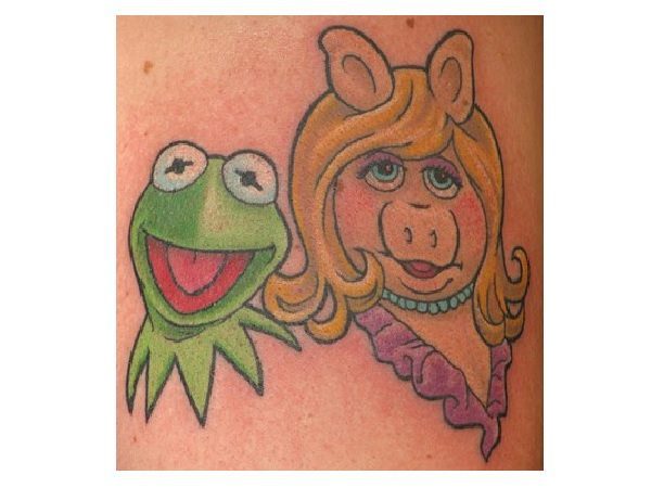 Kermit the Frog and Miss Piggy Colored Tattoo