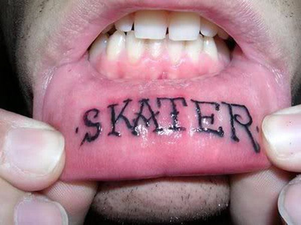 Skater Inner Lip Tattoo