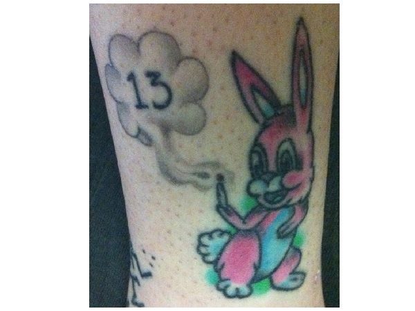 Pink Bunny Number 13 Tattoo